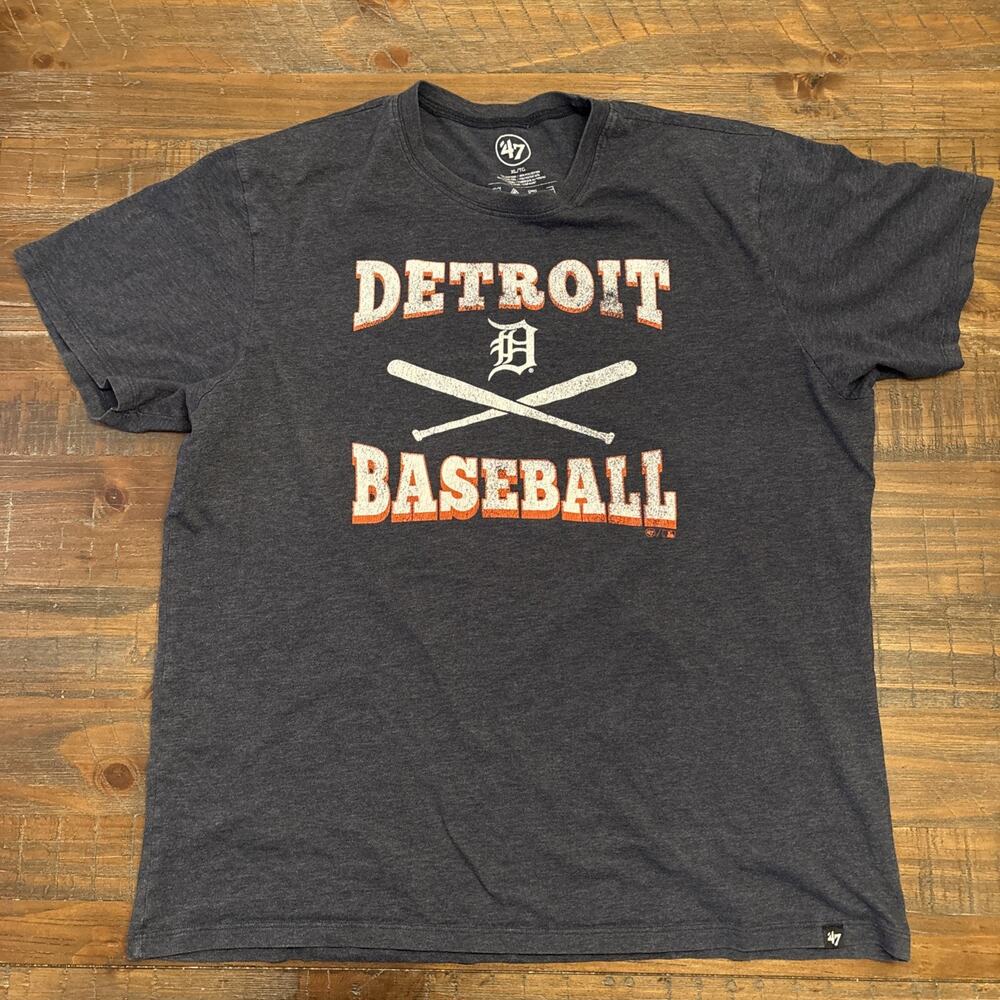 Detroit Tigers ’47 Brand Navy Distressed Short Sleeve T Shirt XL MLB